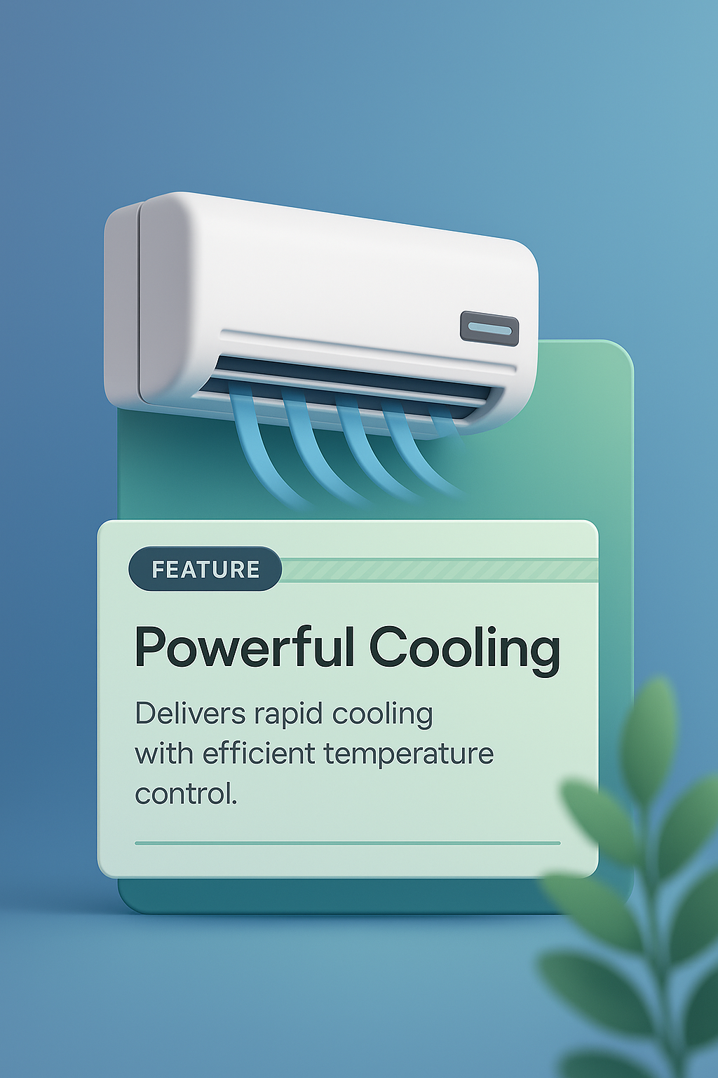 3D Air Conditioner Illustration with Feature Description