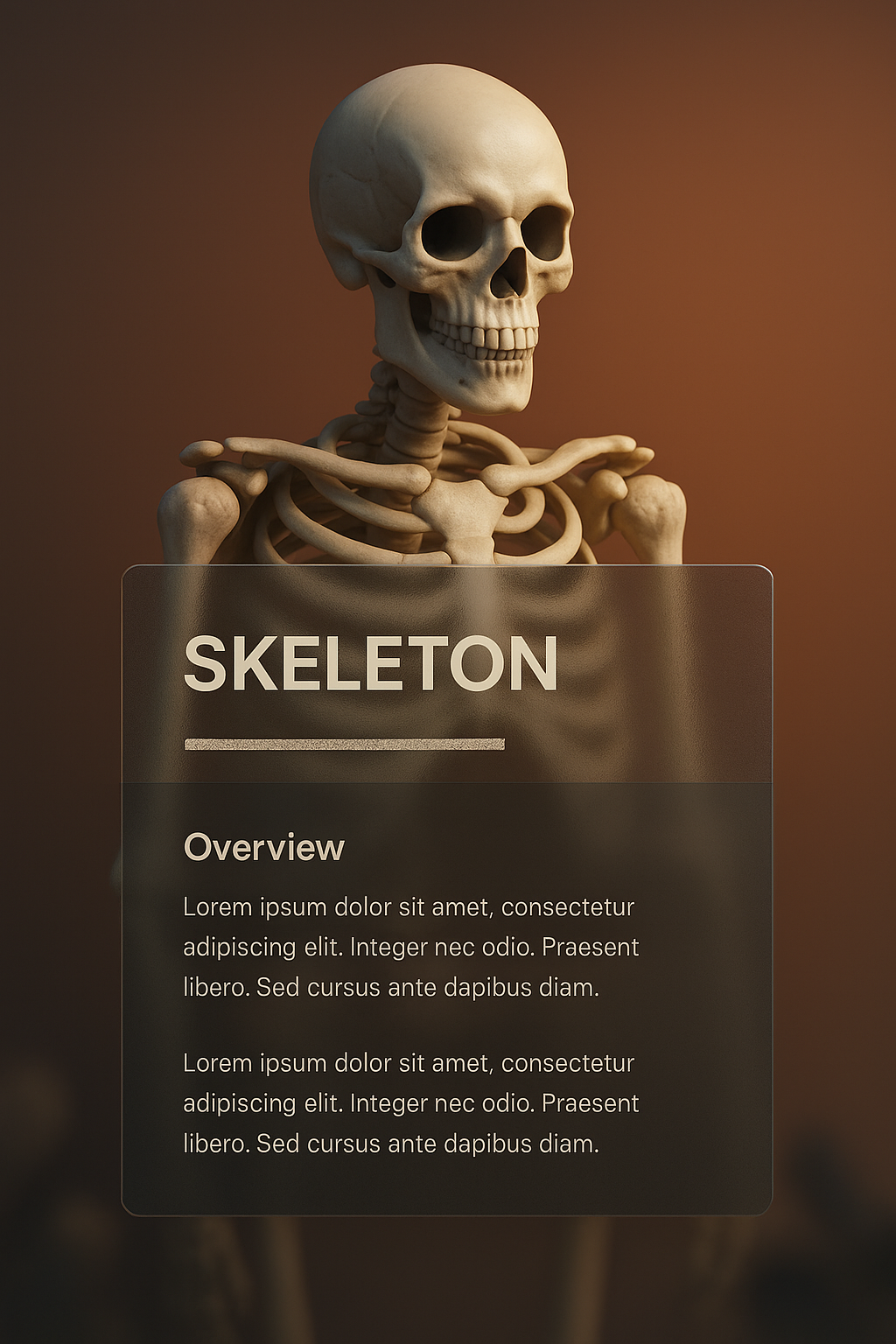 3D Illustration of a Skeleton with Integrated Design Elements