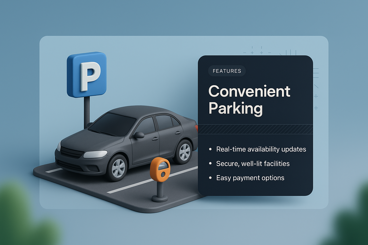 3D Illustration of Modern Parking Features