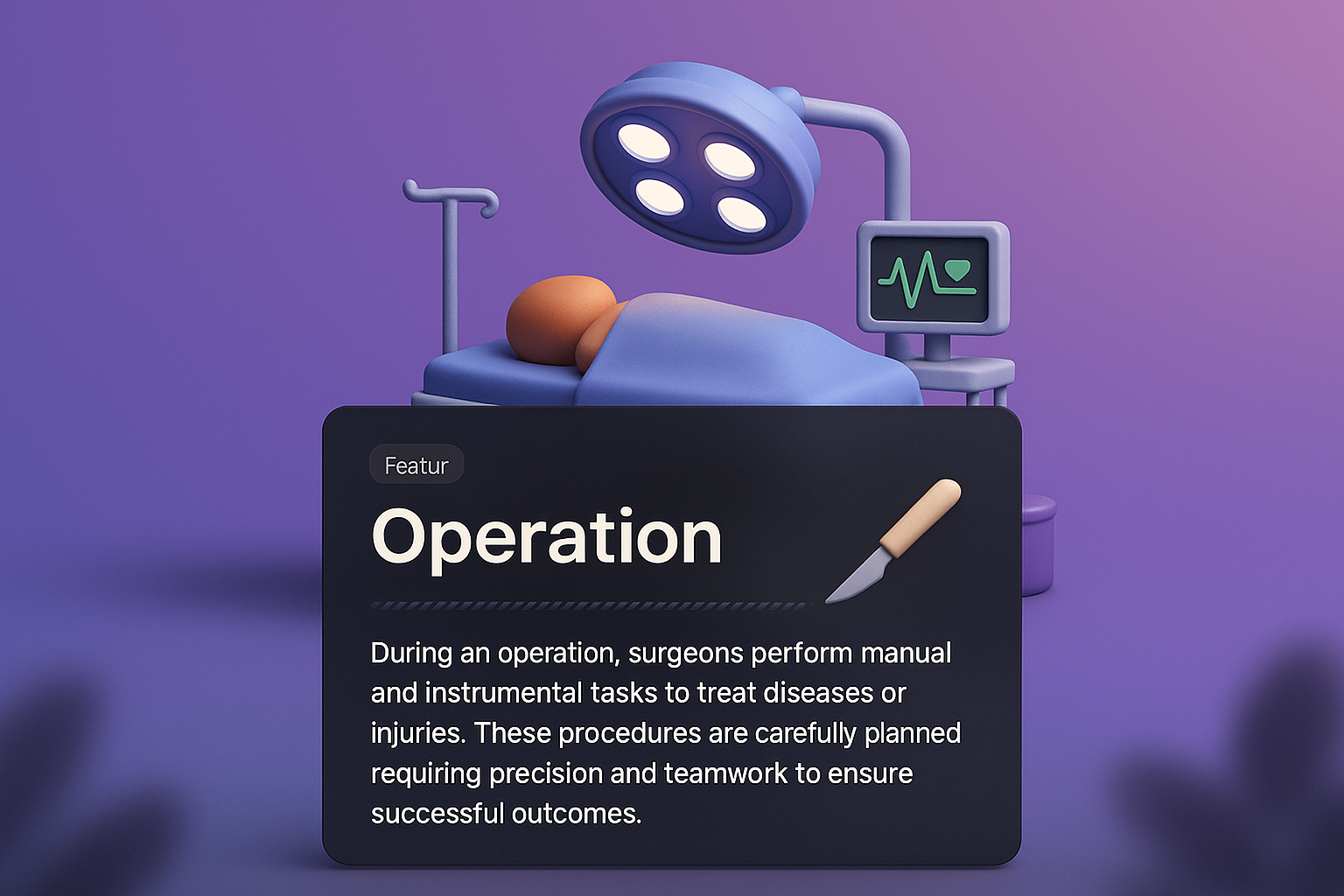 3D Illustration of Surgical Operation with Feature Block