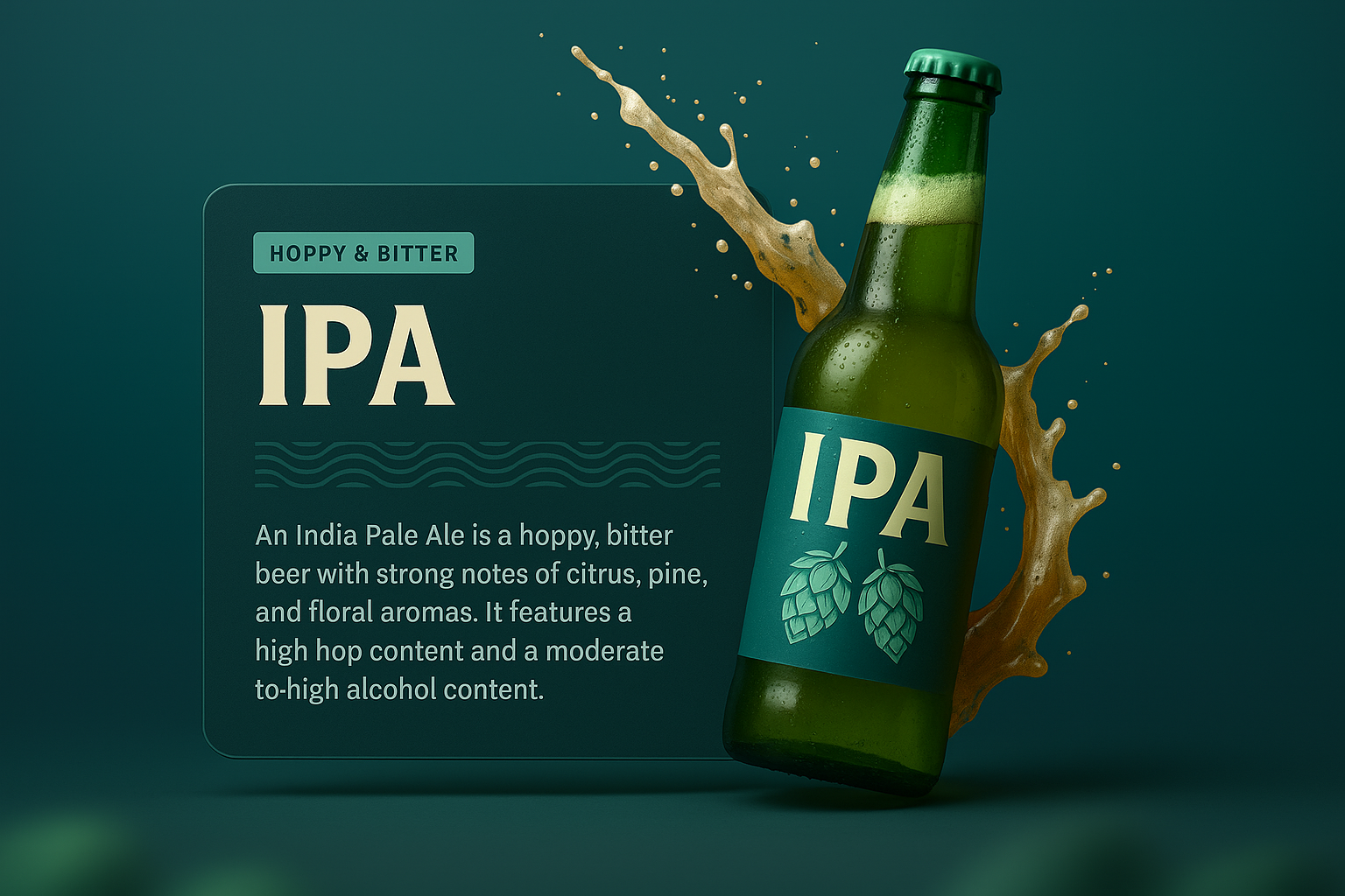 3D Illustration of IPA Beer with Dynamic Design Elements