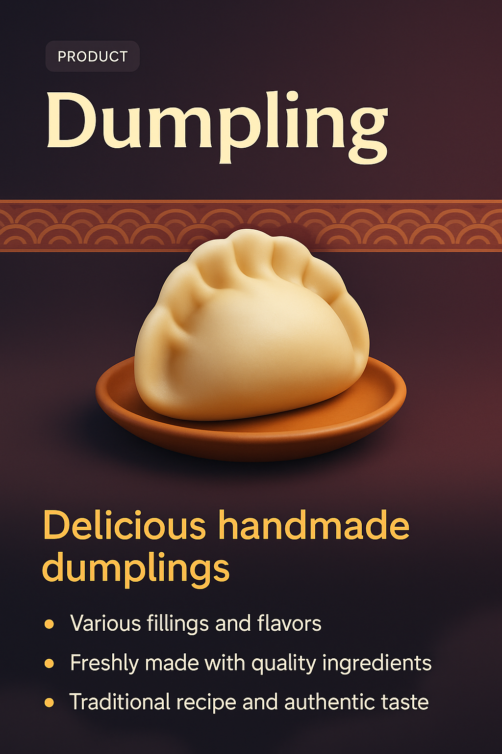 Landing Page Design for Dumplings Featuring 3D Illustration
