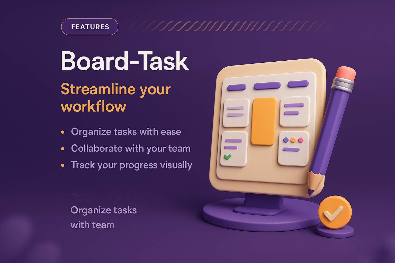 3D Landing Page Design for Board-Task Features