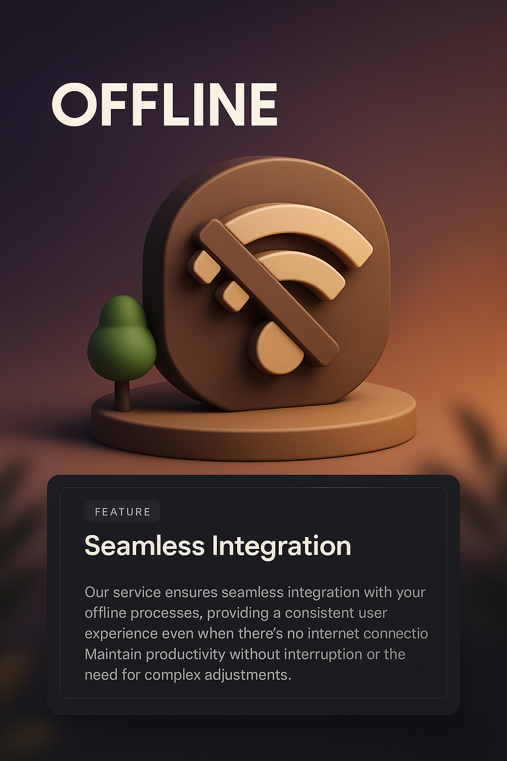 3D Offline Integration Illustration with Text Block