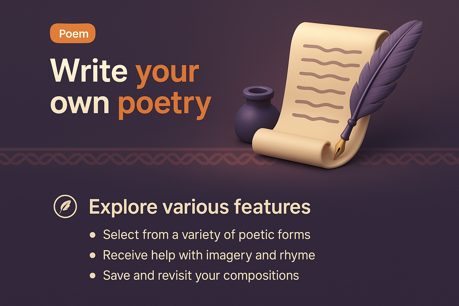 3D Illustration of a Poem Theme Landing Page