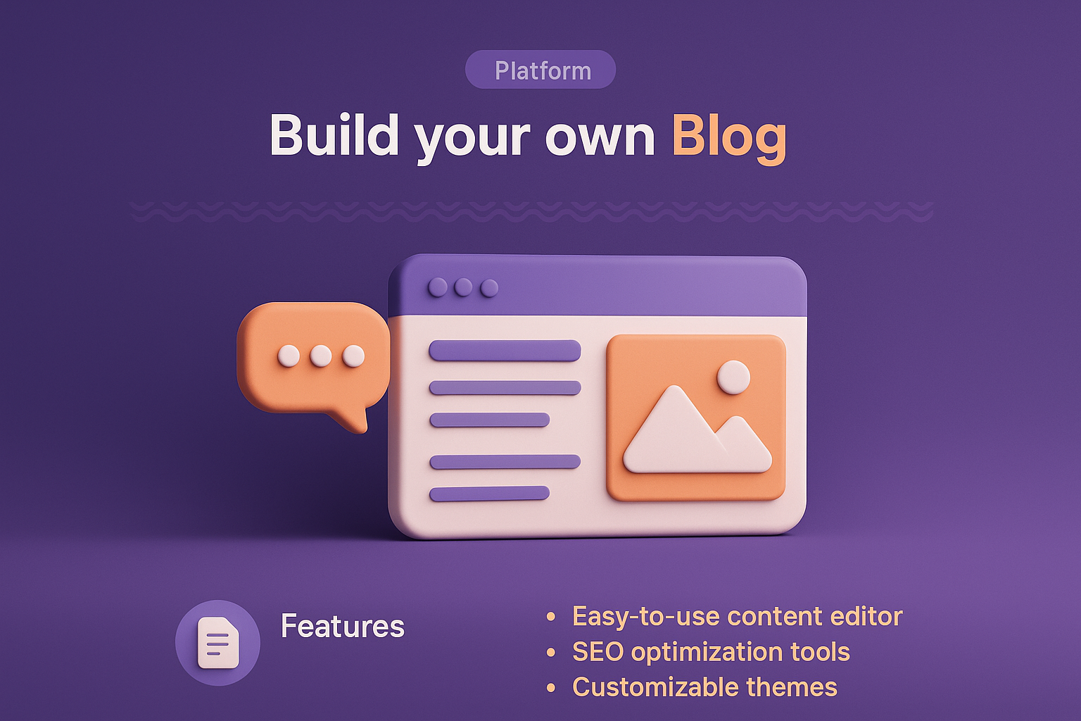 3D Landing Page Design for Blog Platform with Features
