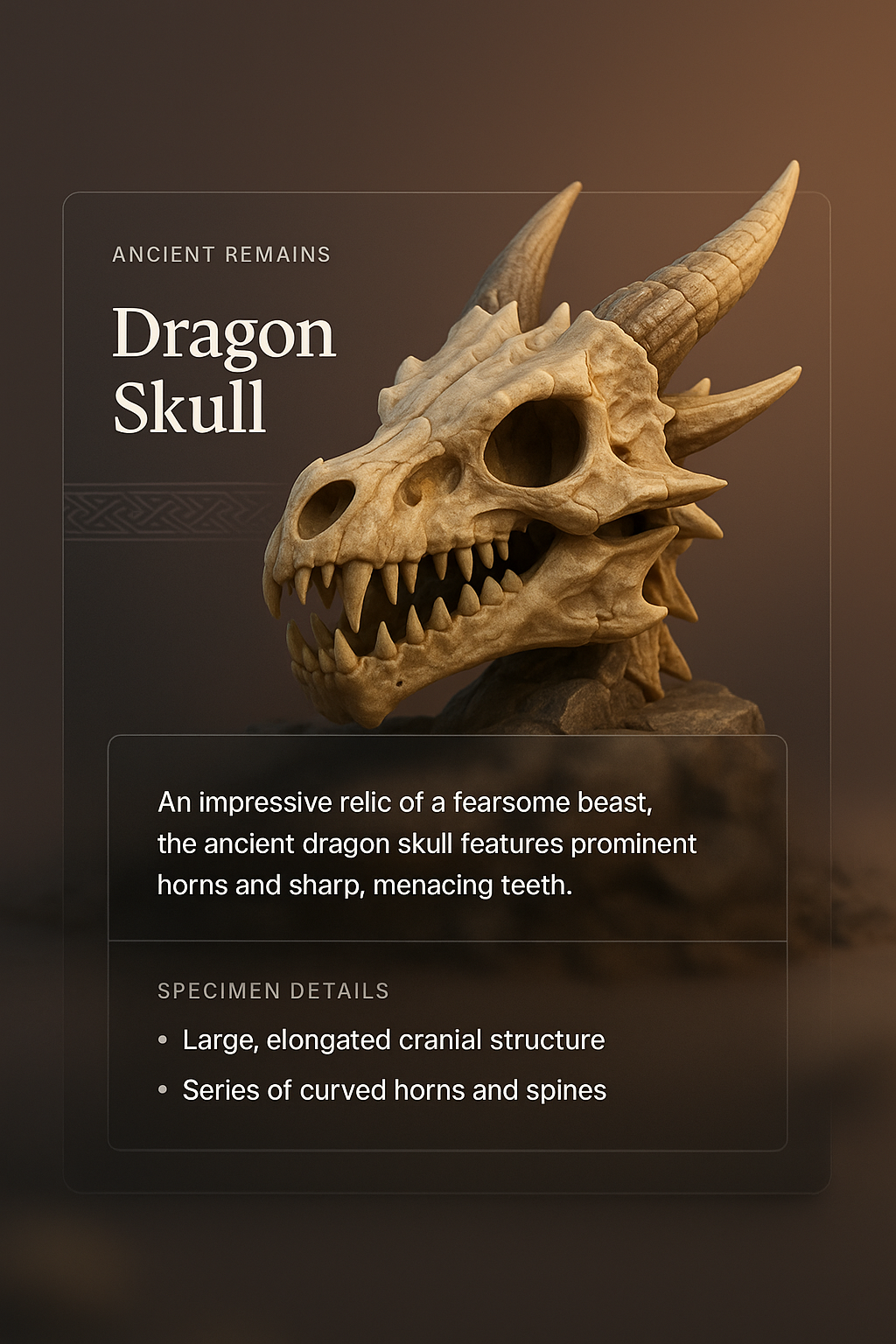 Intricate 3D Dragon Skull Illustration with Details