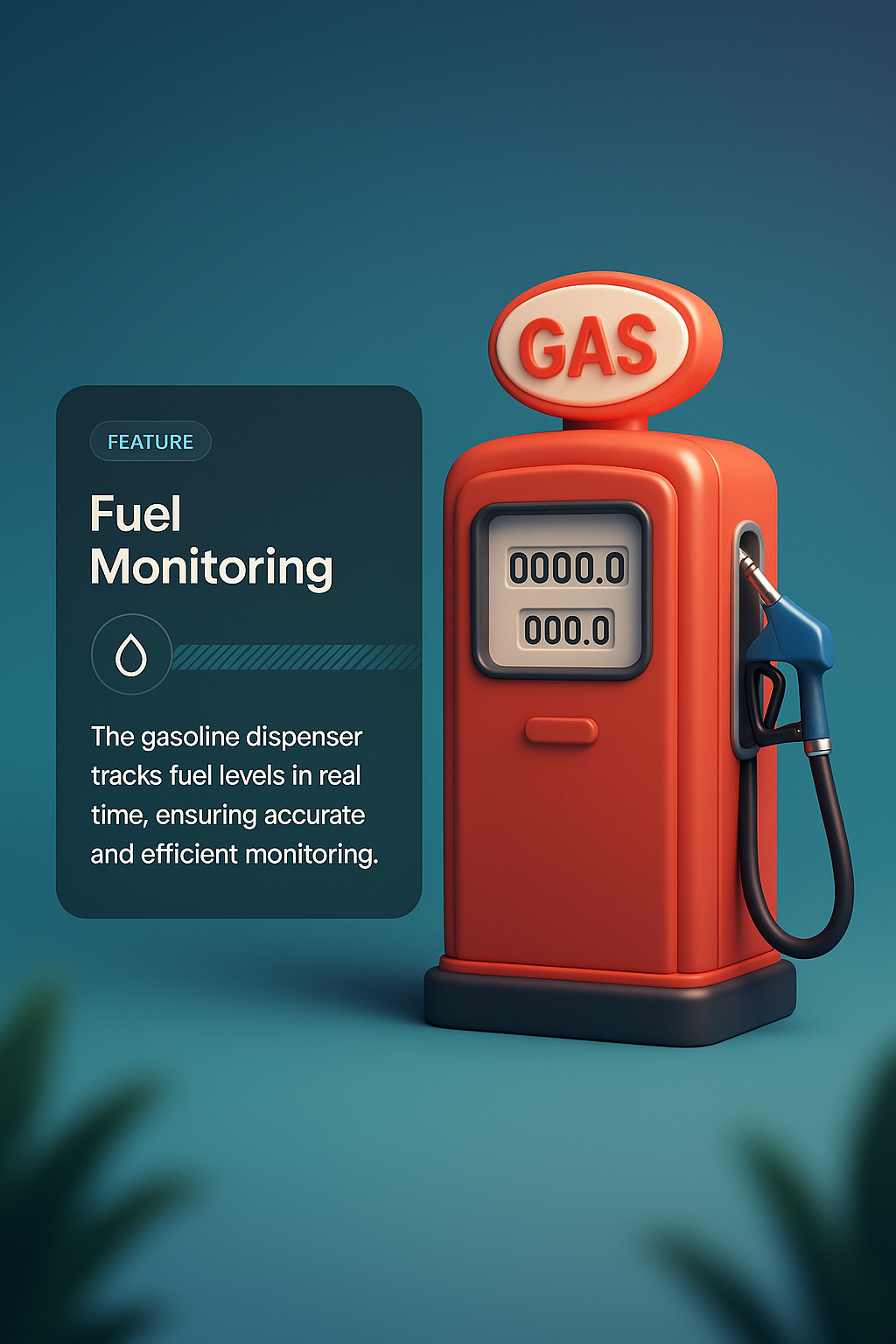 3D Illustration of a Gas Pump with Feature Display