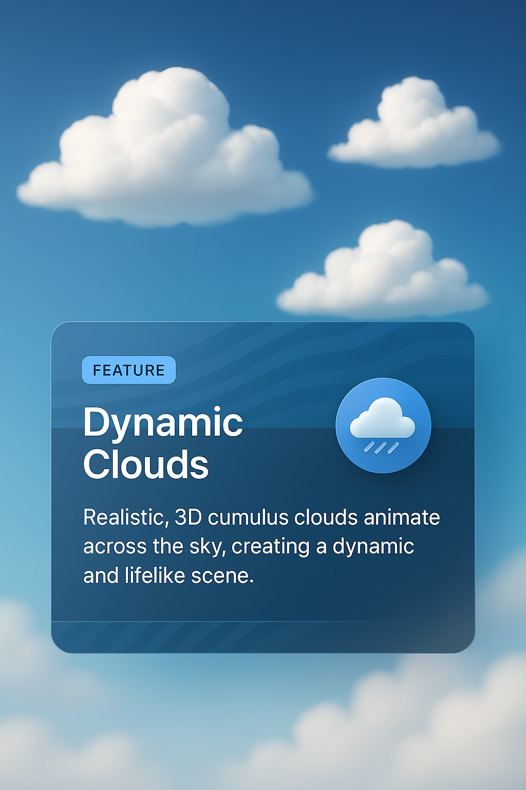 Dynamic 3D Clouds in a Blue Sky Illustration