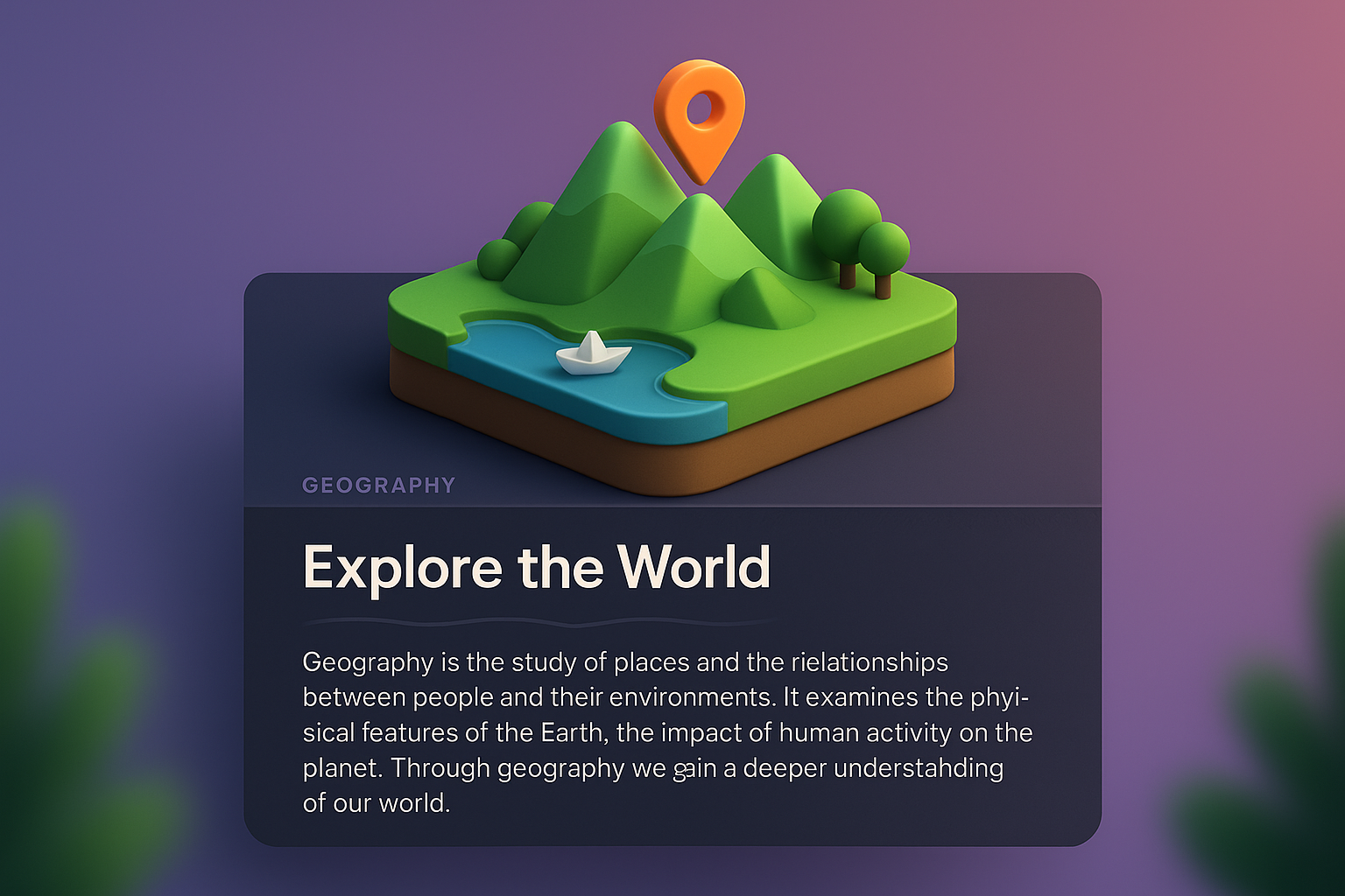 3D Geographic Web Illustration for Geography Theme