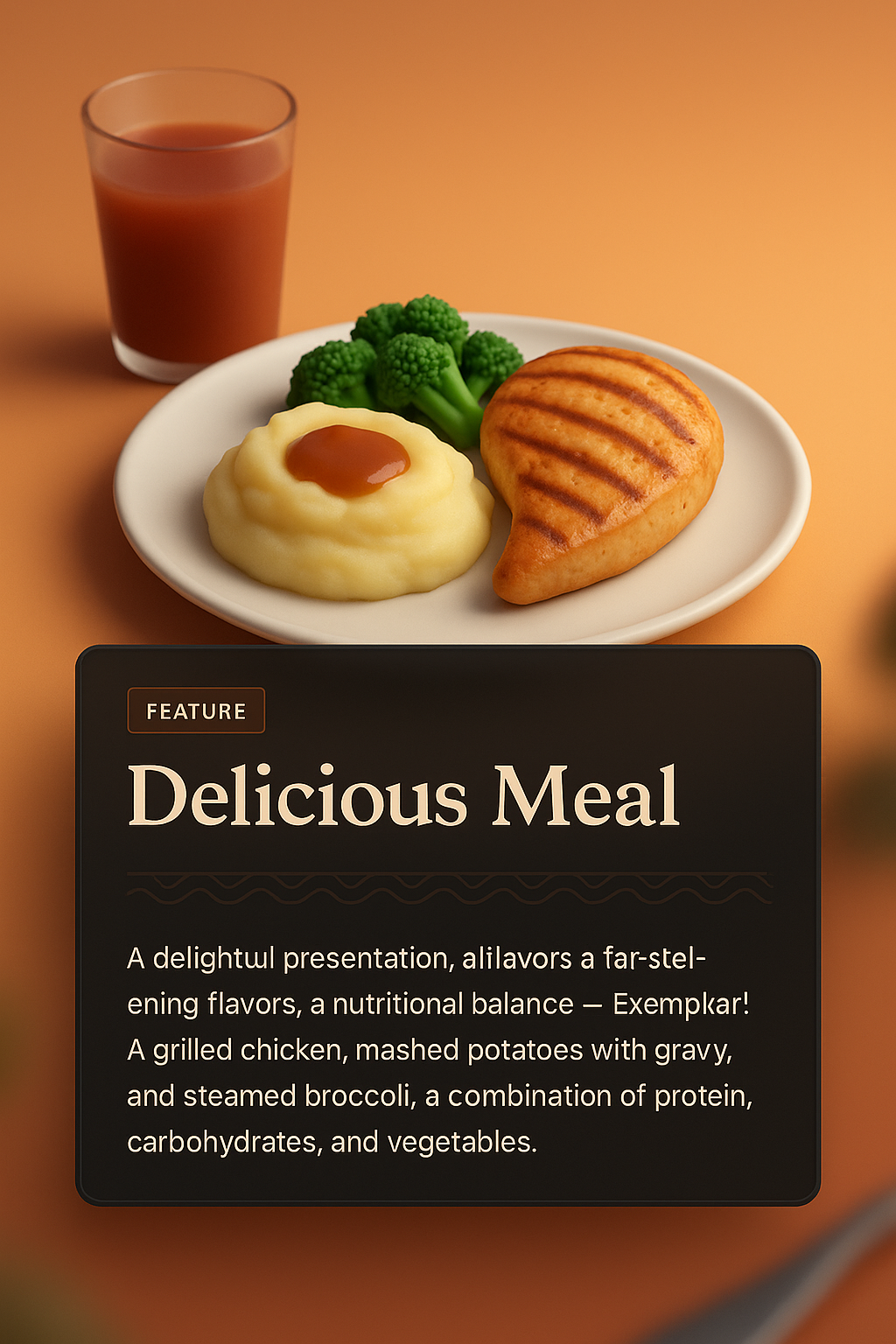 Creative 3D Web Page Design Featuring a Delicious Meal