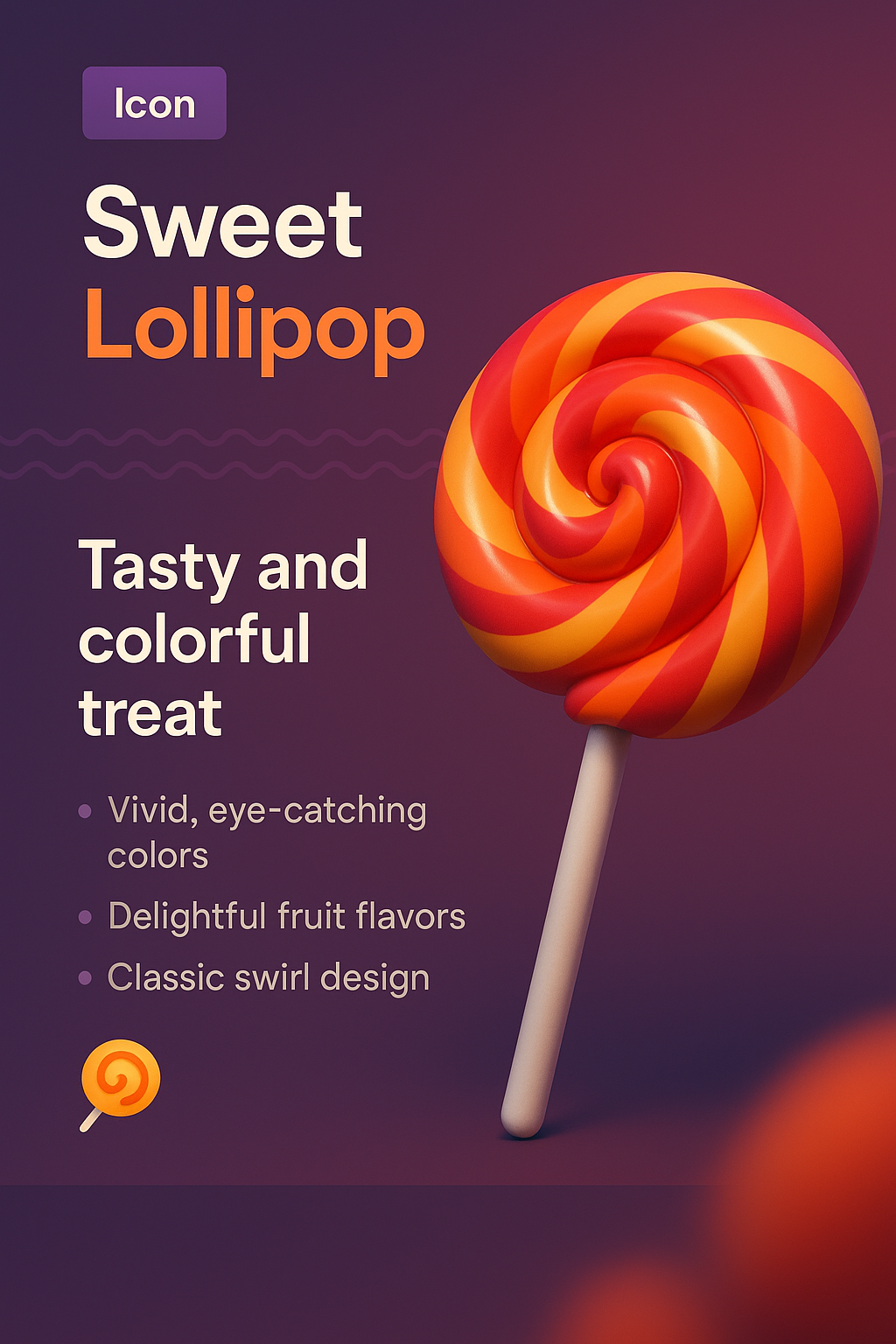 3D Sweet Lollipop Illustration with Colorful Design