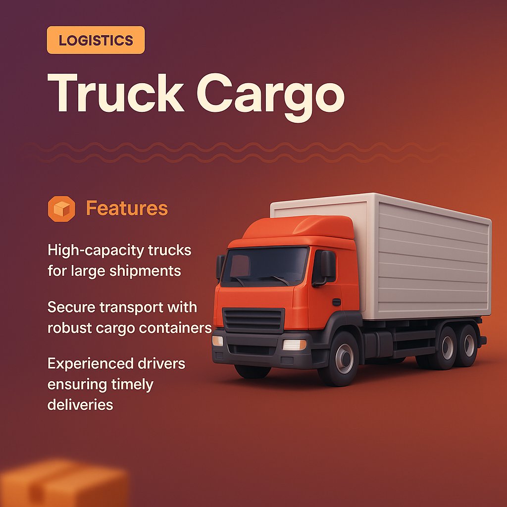 3D Illustration of Truck Cargo with Features for Logistics Landing Page