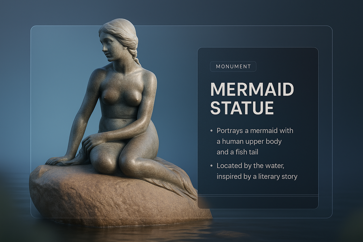 3D Mermaid Statue with Integrated Design Elements