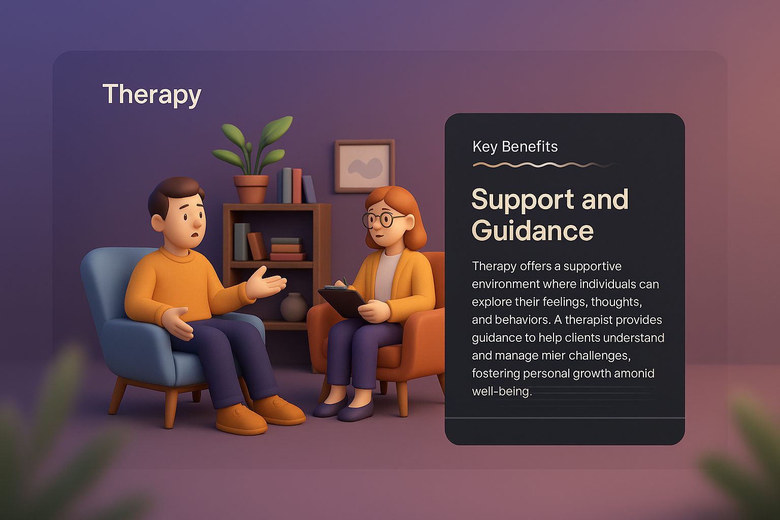 3D Therapy Design Illustration with Key Benefits