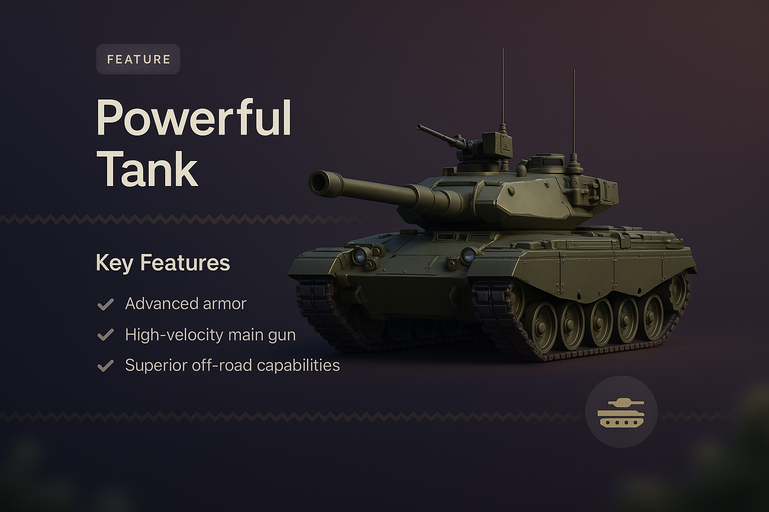 3D Illustration of a Powerful Tank with Key Features