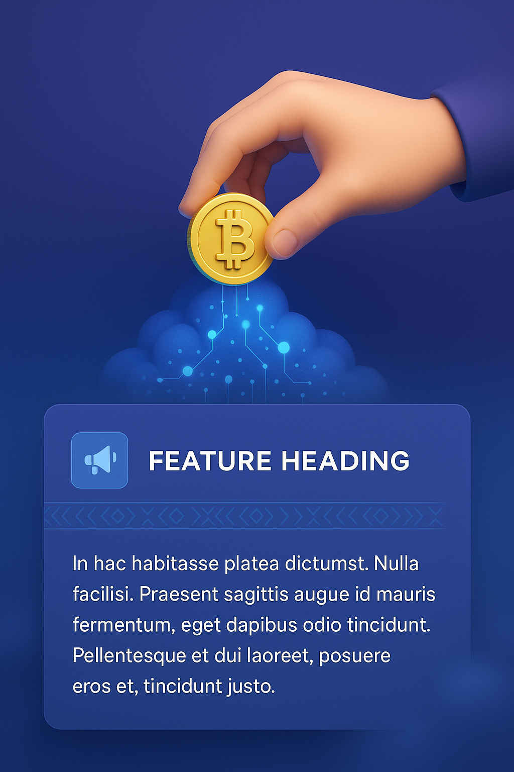 3D Illustration of a Hand Extracting Cryptocurrency from Data Cloud