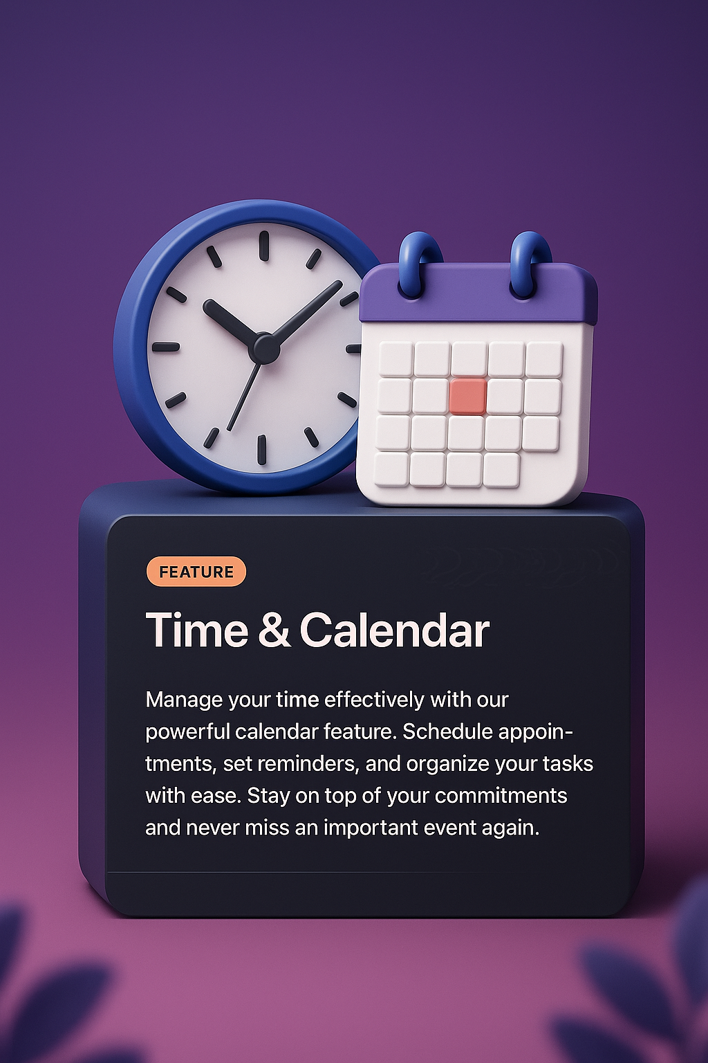 3D Web Design Featuring Time & Calendar Elements