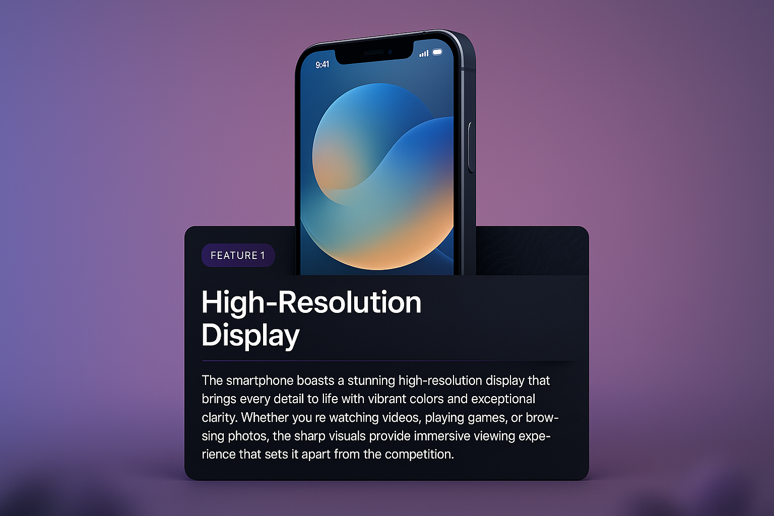 Elegant 3D Smartphone Design with Feature Highlights