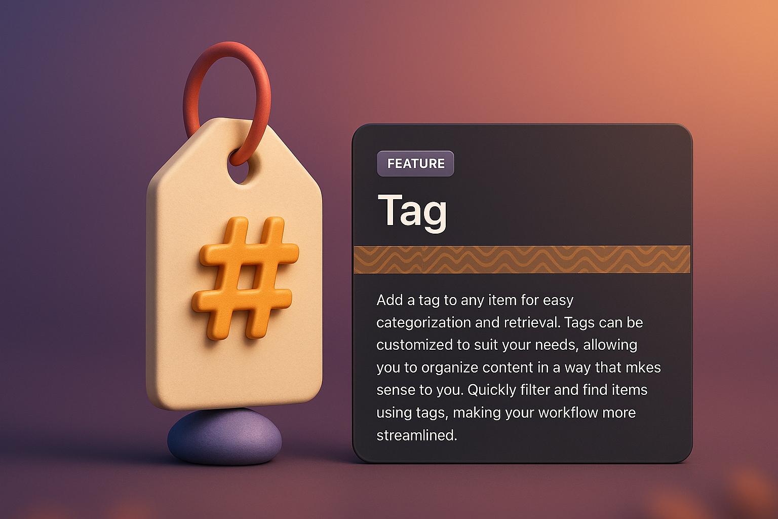 3D Illustration for a Tag Feature on Website