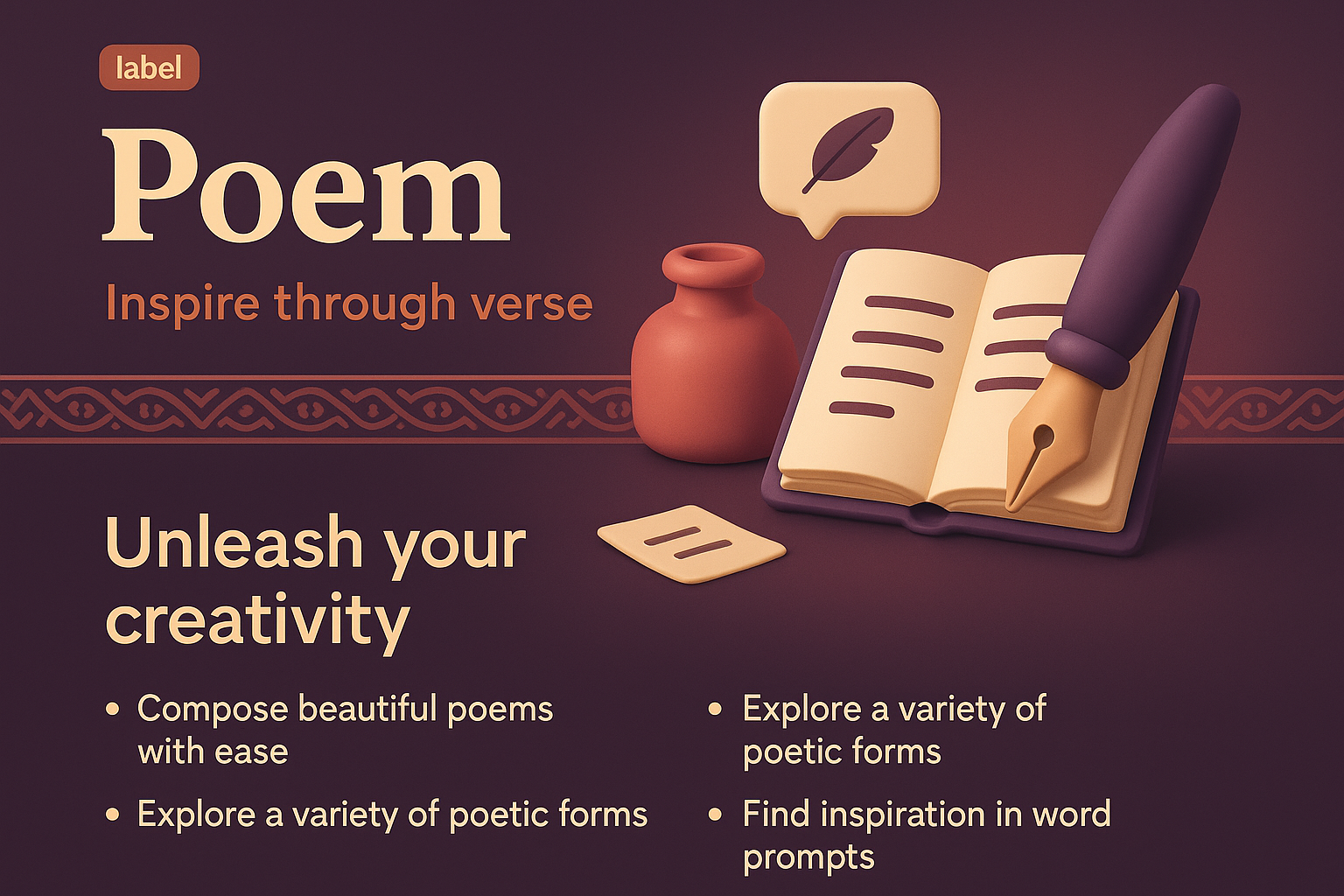 3D Illustration of Poem Theme for Creative Landing Page