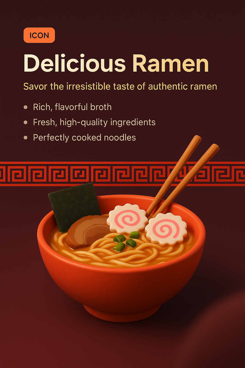 Delicious Ramen Landing Page Design with 3D Elements