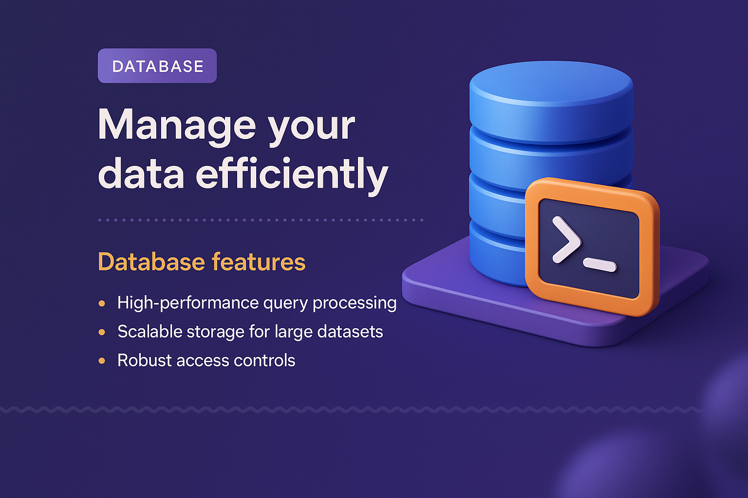 3D Database Landing Page Design with Feature Highlights