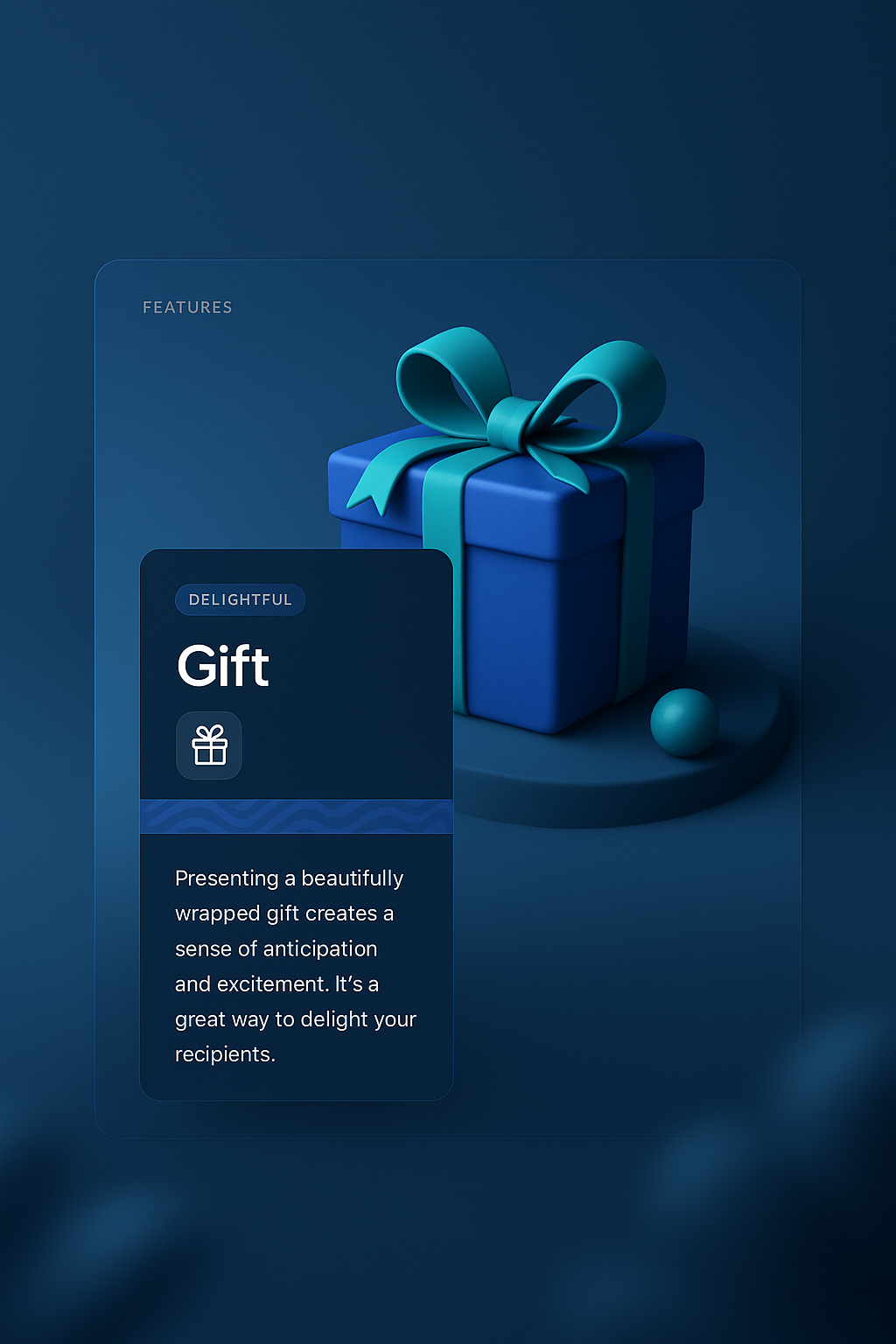 3D Gift Presentation with Features and Descriptive Elements