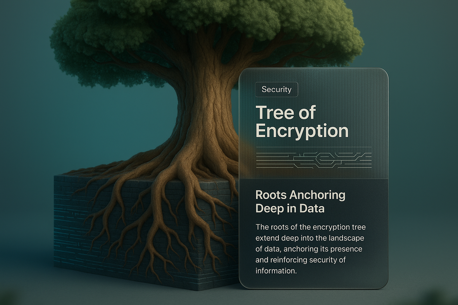 3D Illustration of a Tree Representing Encryption Concepts