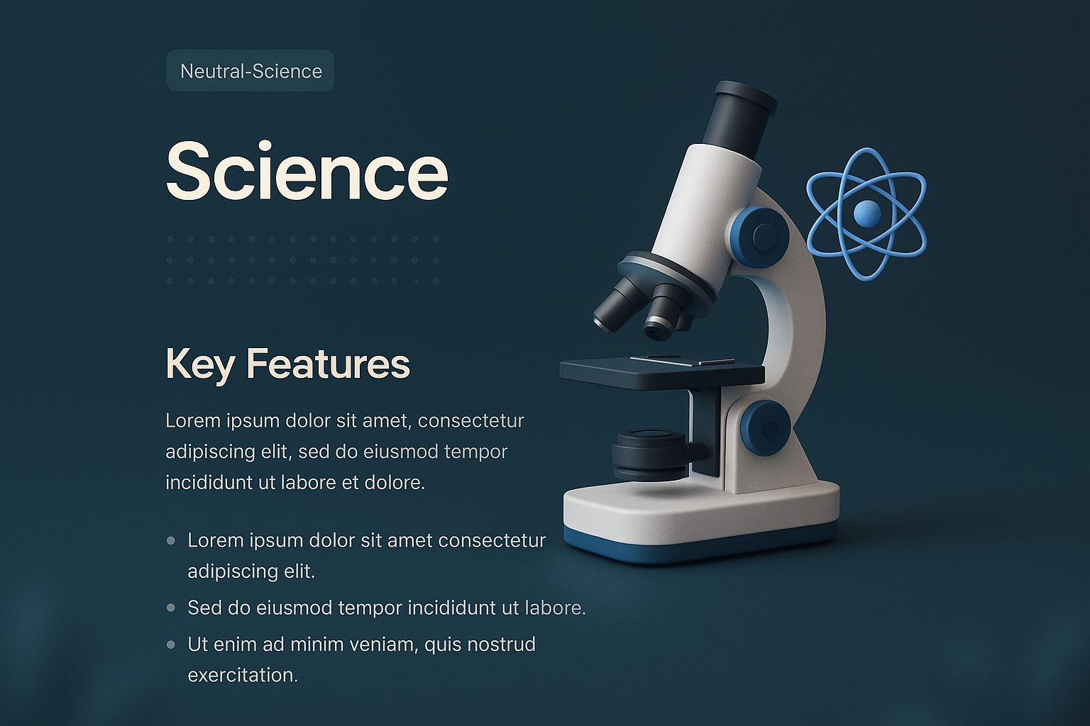 3D Illustration of a Science Microscope with Key Features