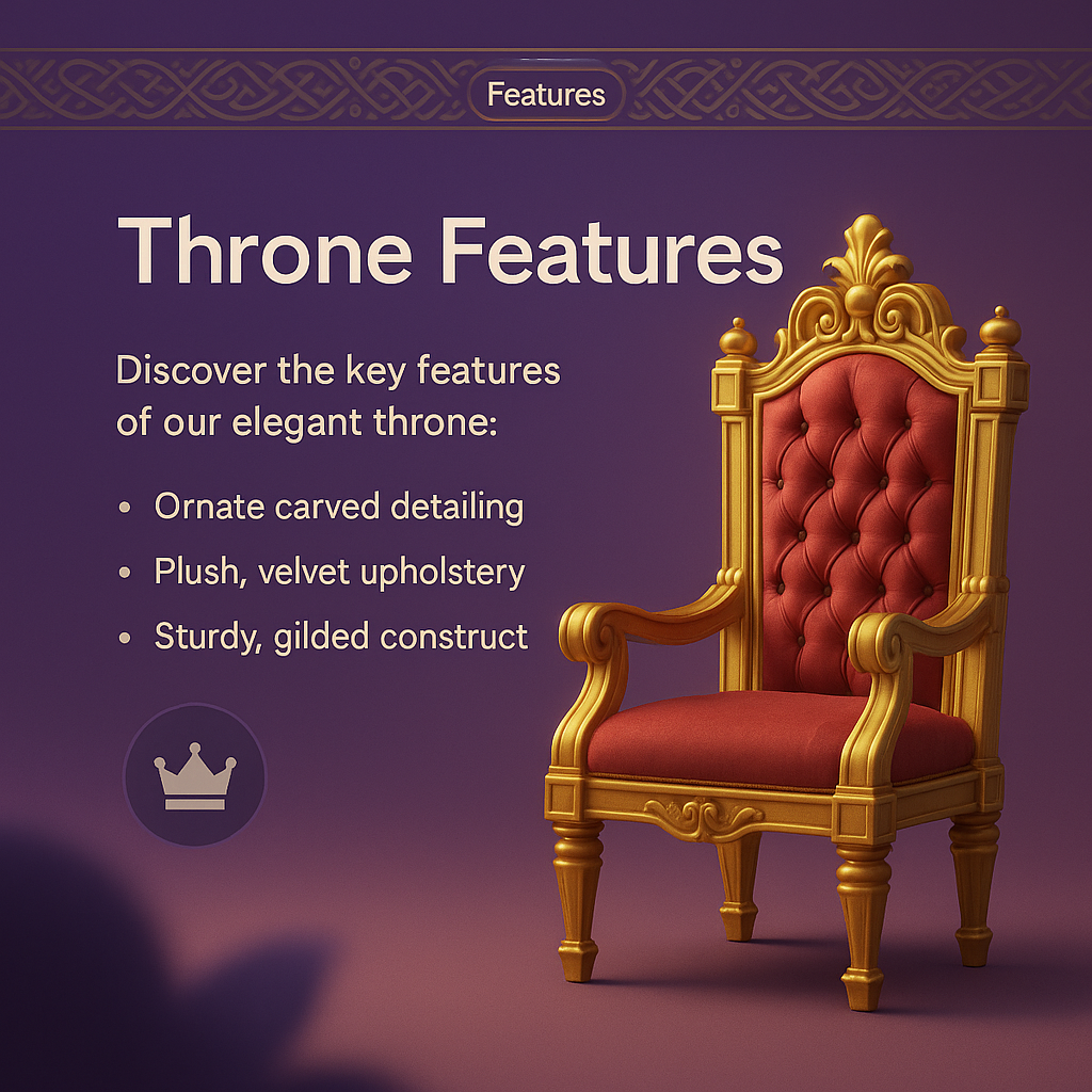 Elegant Throne Features: A 3D Illustration Showcase