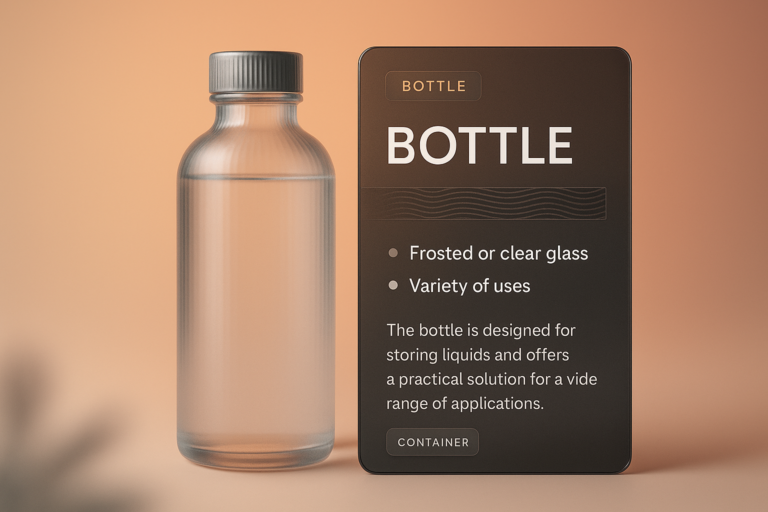 3D Illustration of a Bottle with Integrated Design Elements