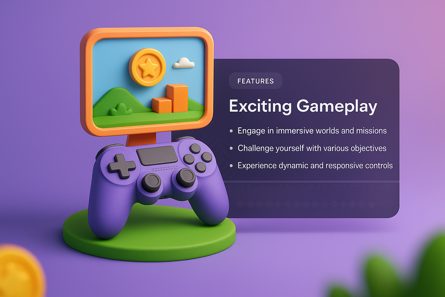 3D Game Web Page Design with Features Overview