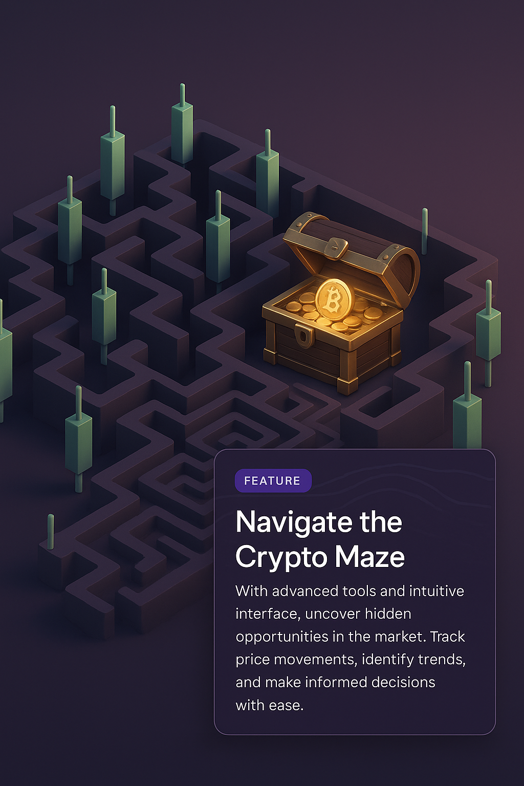 3D Candle Maze Leading to Crypto Treasure Chest