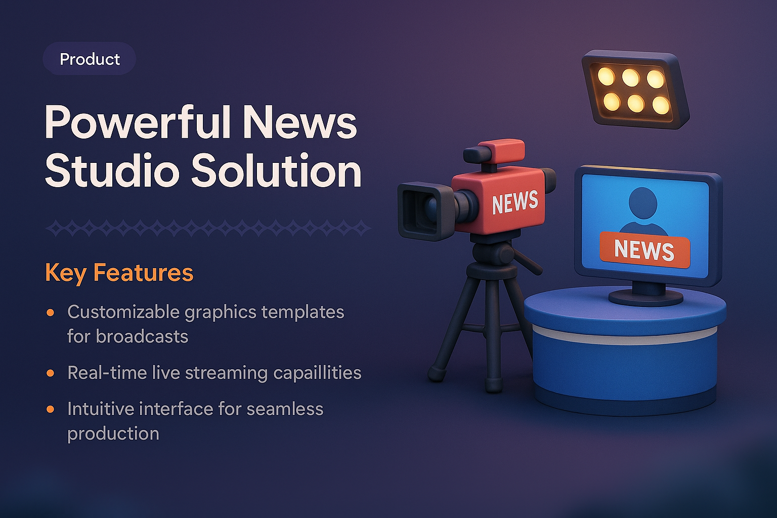 3D News Studio Solution with Customizable Features