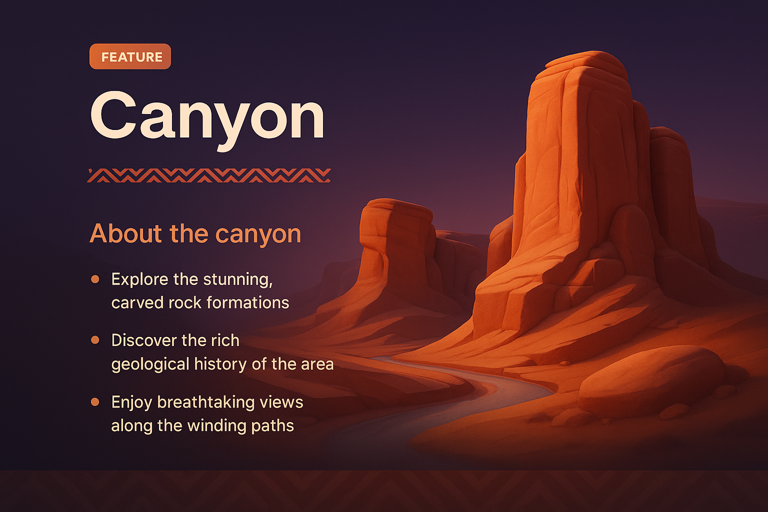 Stunning 3D Canyon Design Icon for Landing Page