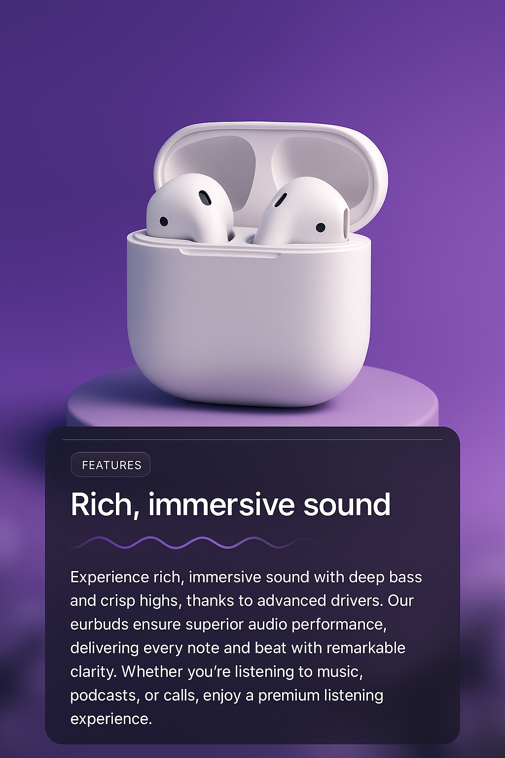 3D Earbuds Design with Rich Sound Features