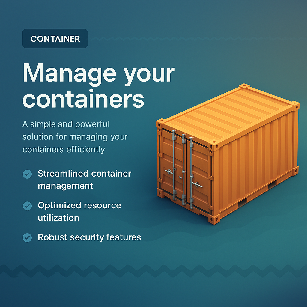 3D Landing Page Design Featuring Container Management Icons