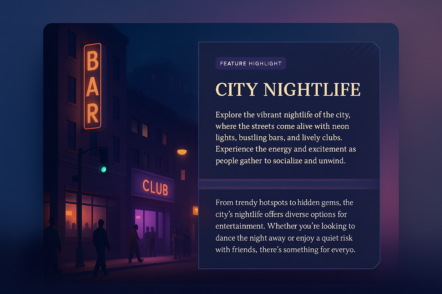 Vibrant City Nightlife 3D Illustration