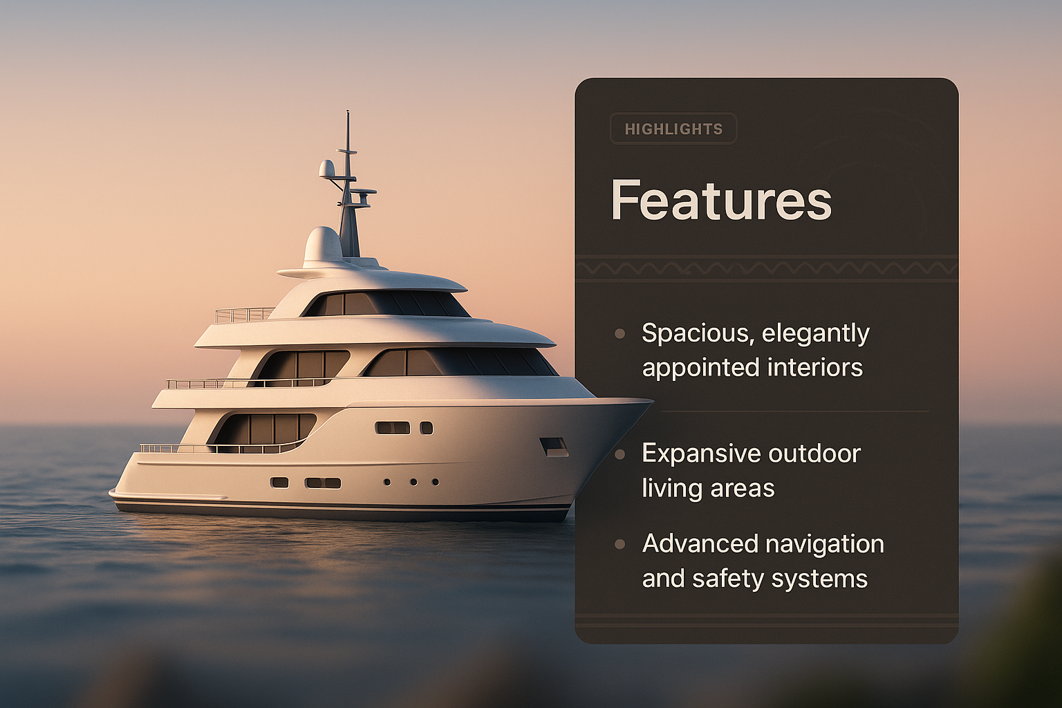 3D Yacht Design with Highlighted Features