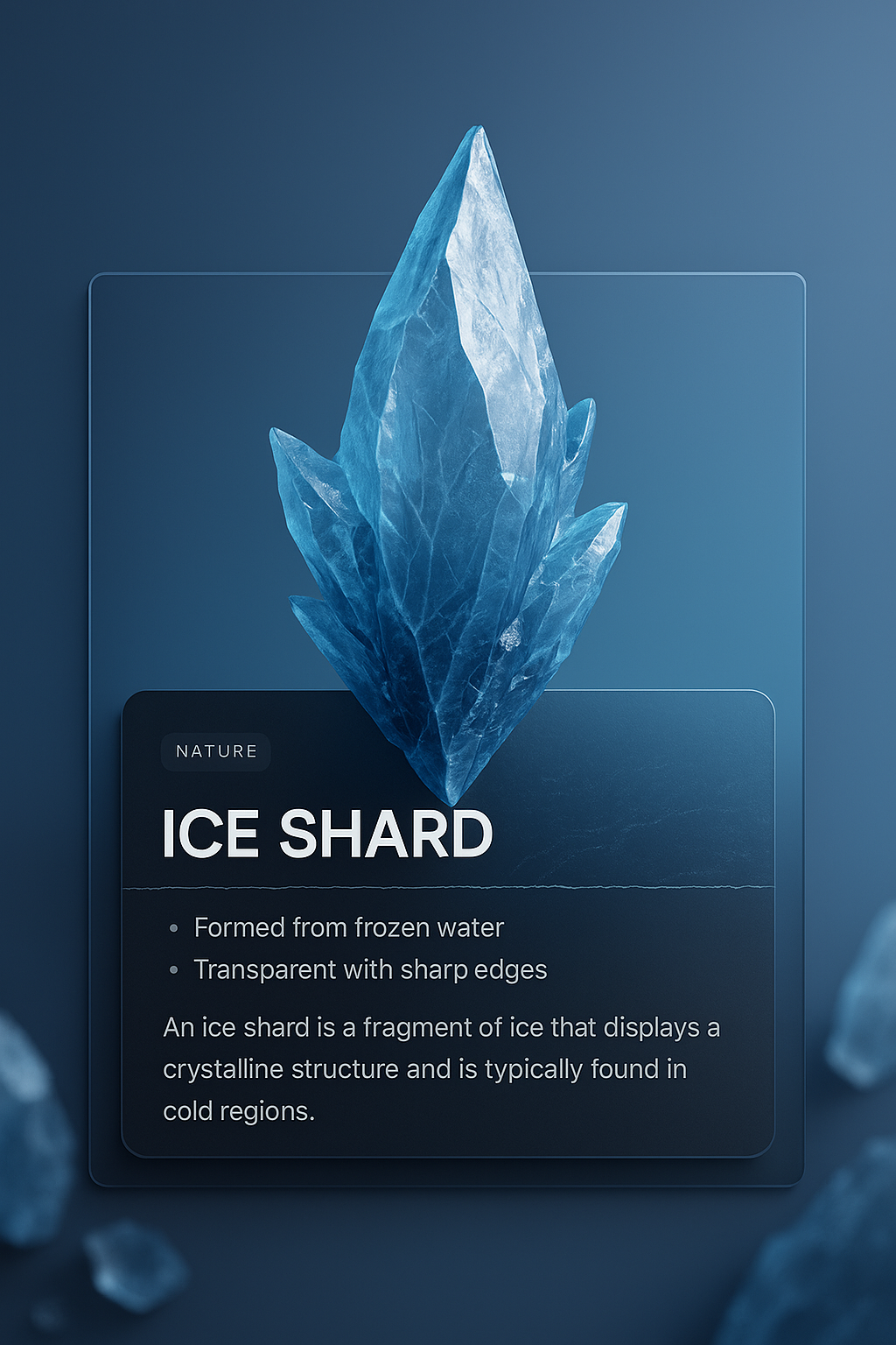3D Ice Shard Illustration with Transparent Overlay