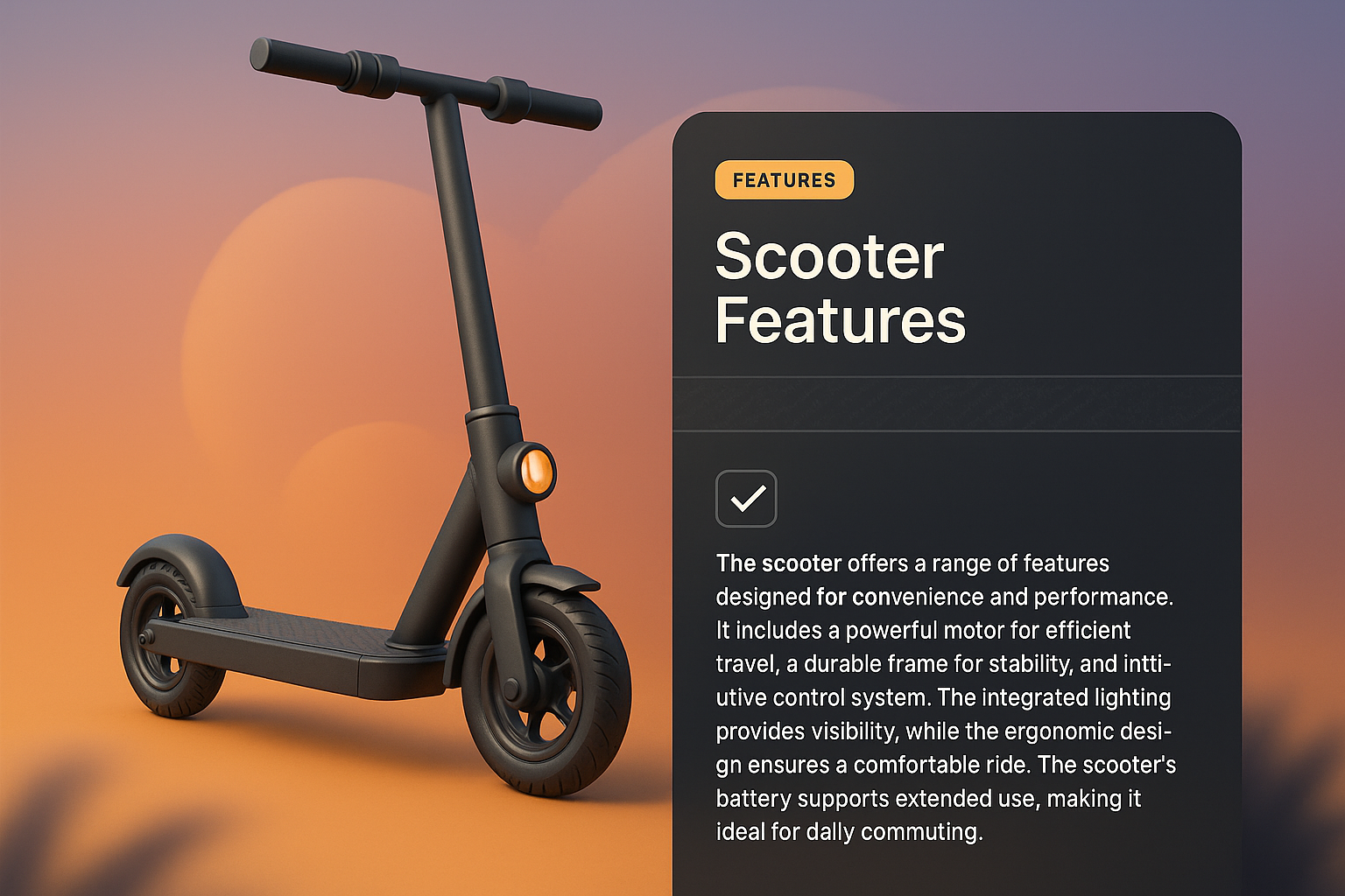 3D Scooter Design with Features Highlight