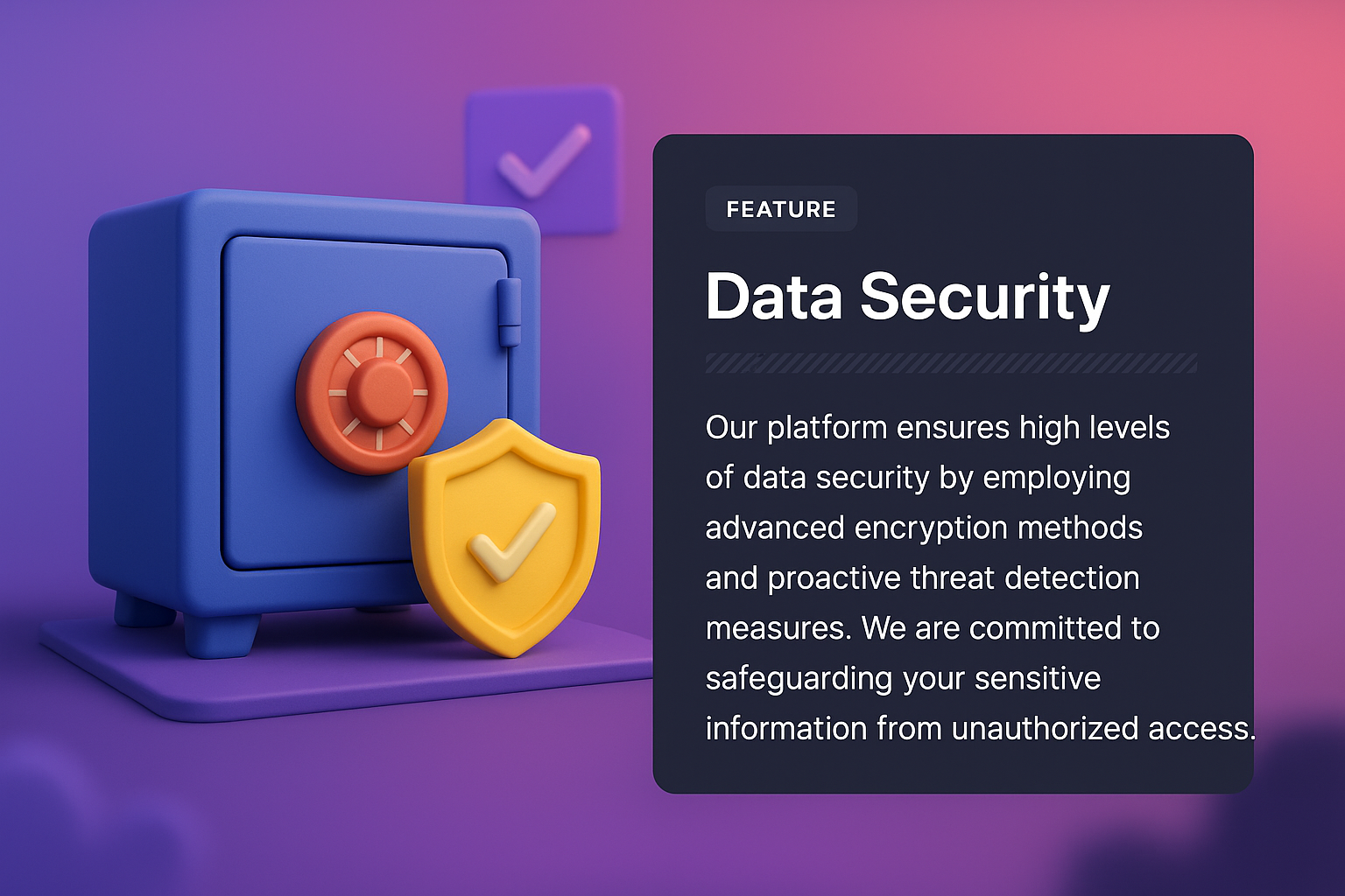 3D Illustration of Data Security Feature on Web Page