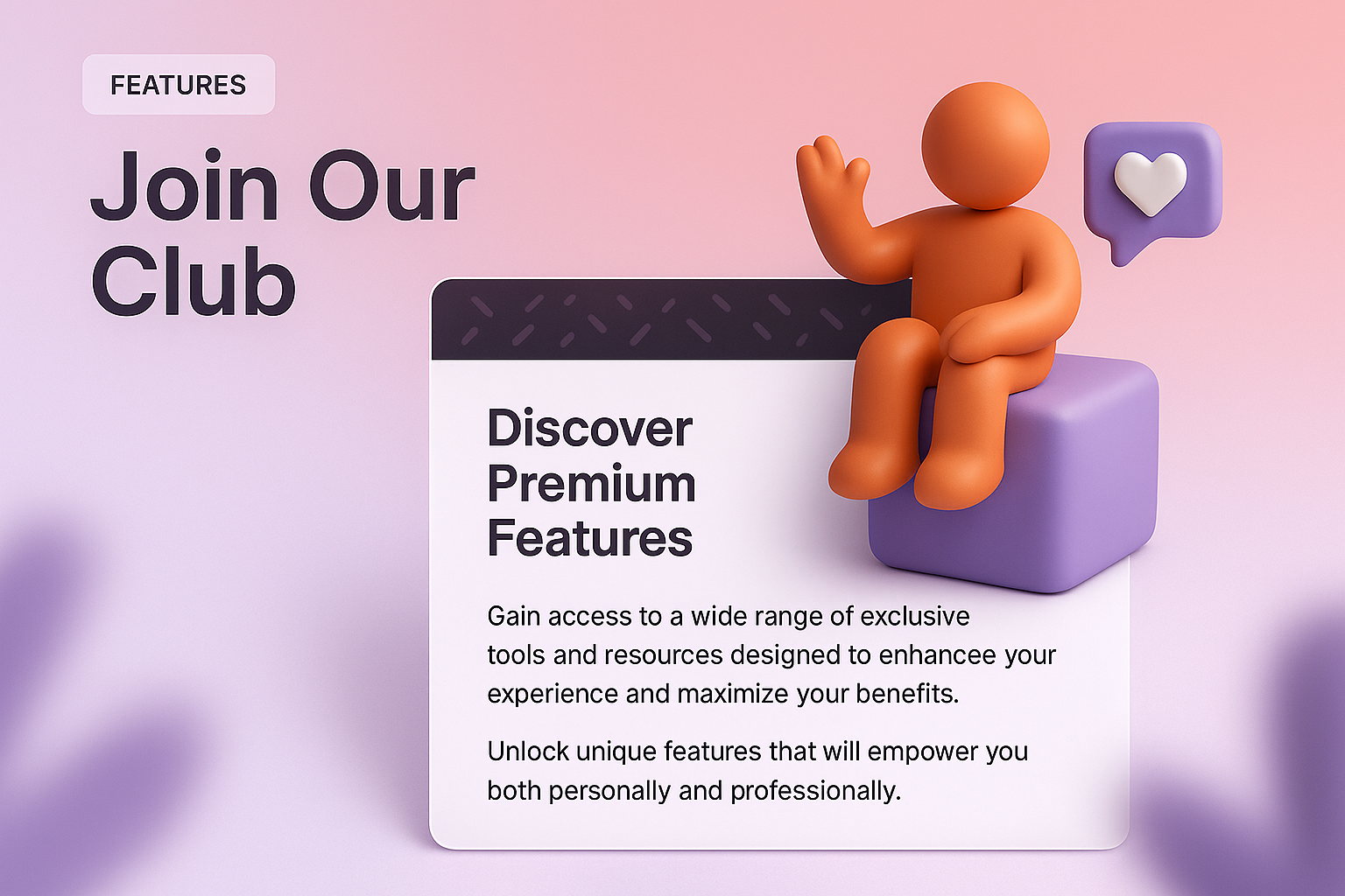 Exclusive Club Features with Engaging 3D Illustration