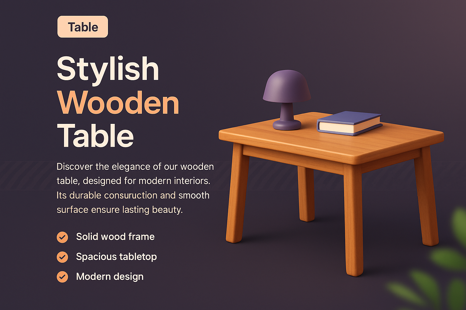 Stylish 3D Wooden Table Icon for Modern Interiors