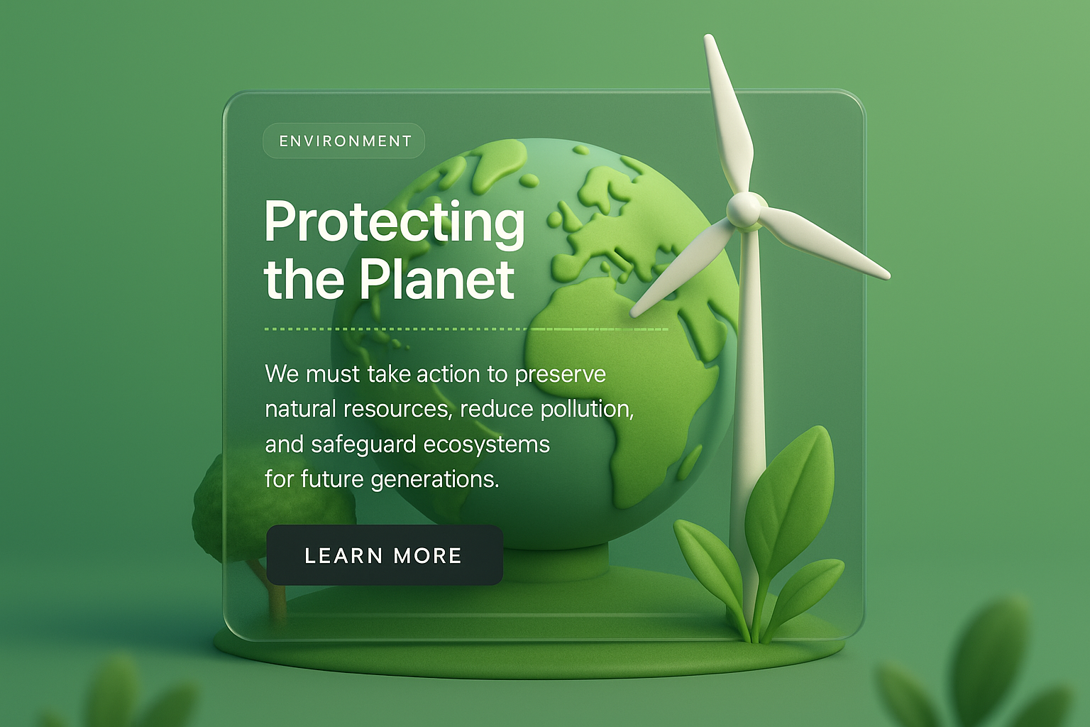 3D Illustration of Environmental Awareness with Transparency Effect