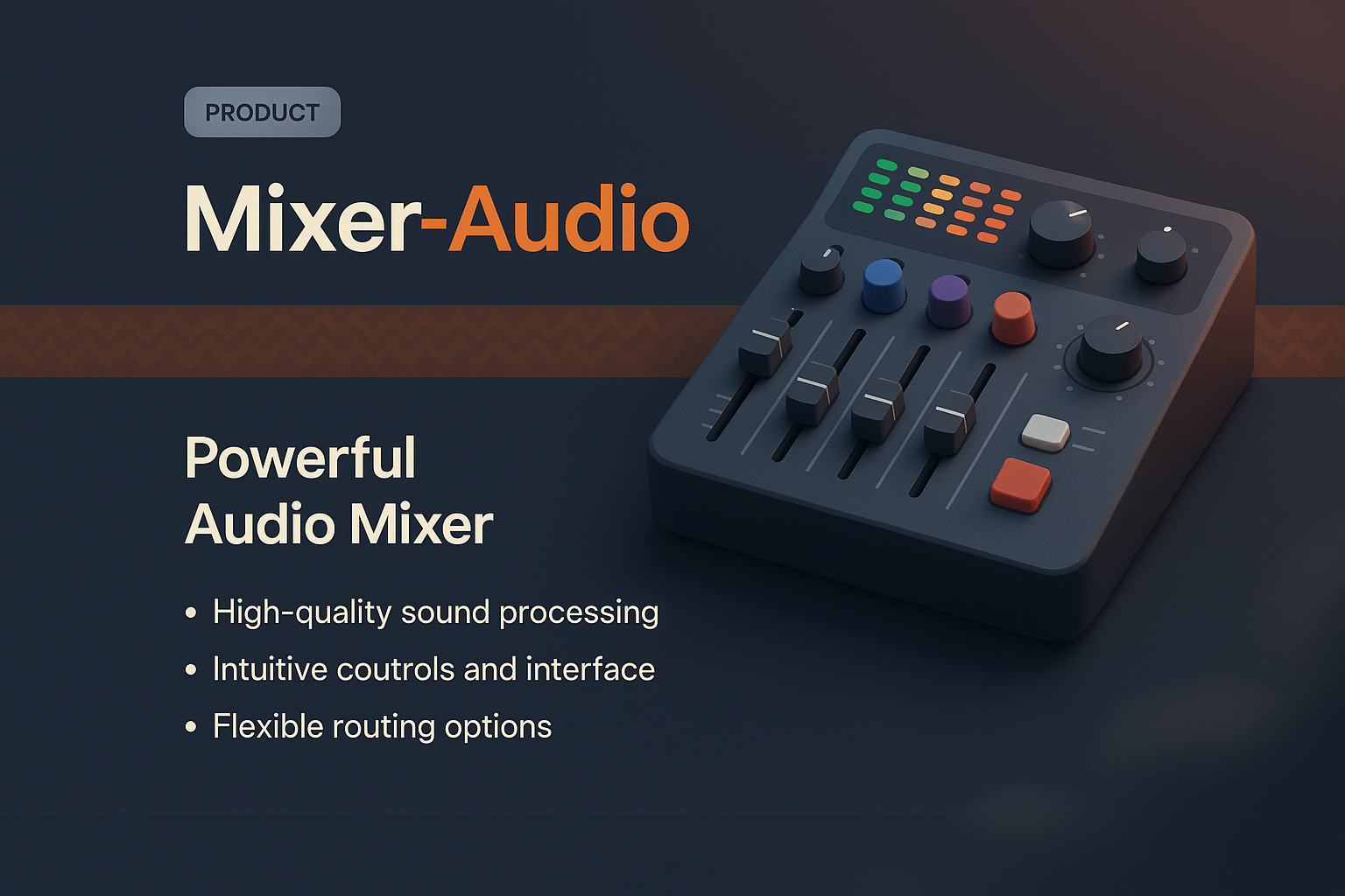 3D Audio Mixer Illustration for Landing Page Design