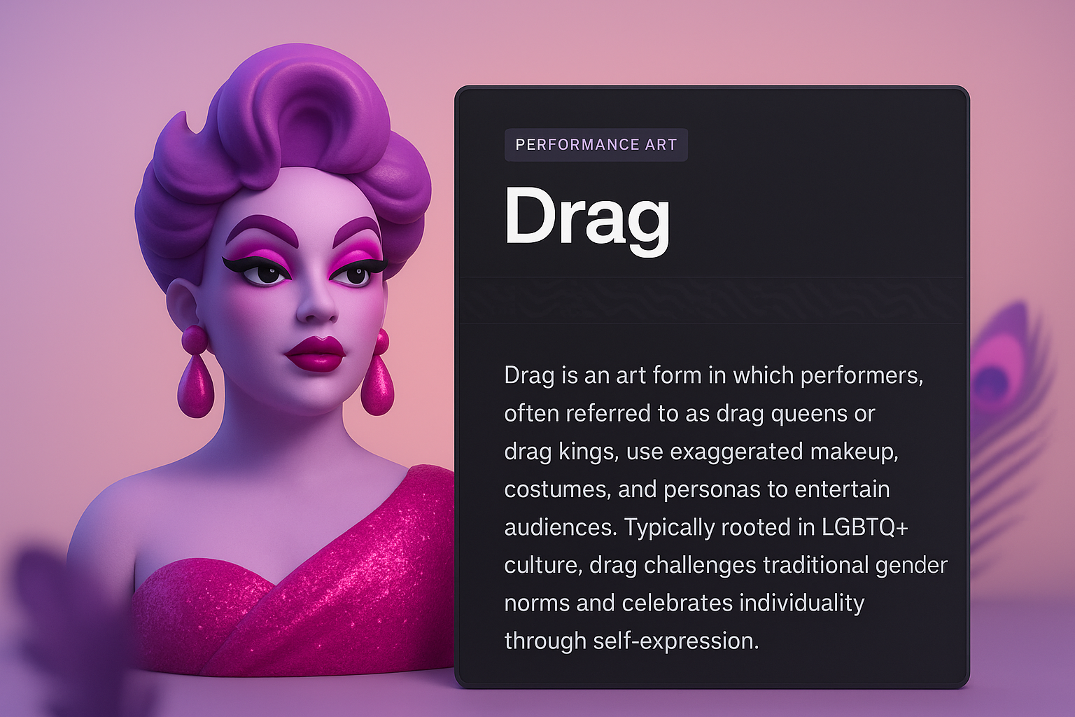 3D Illustration of a Drag Performance Art Web Page