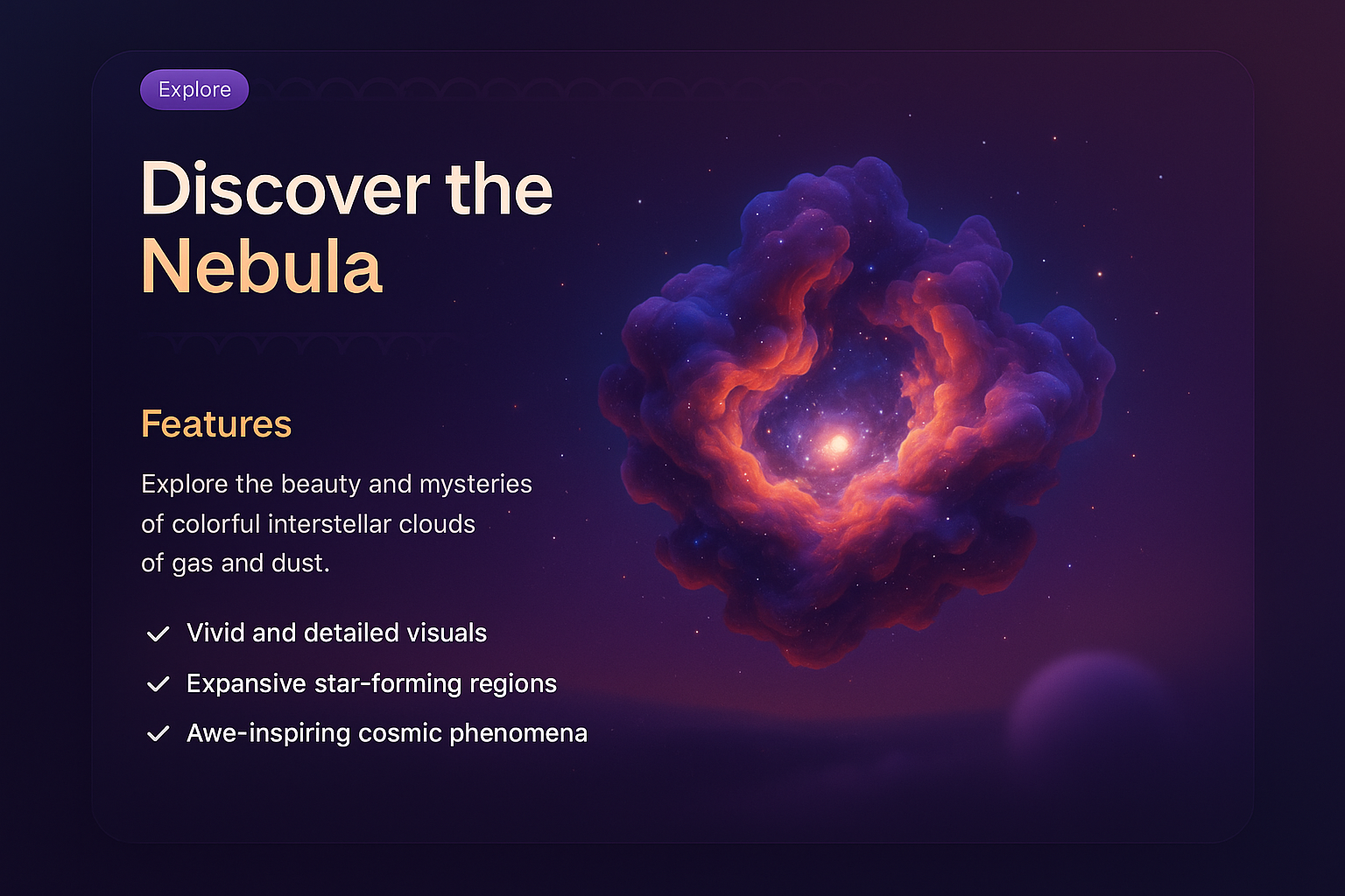 Stunning Nebula Visualization with Features Overview