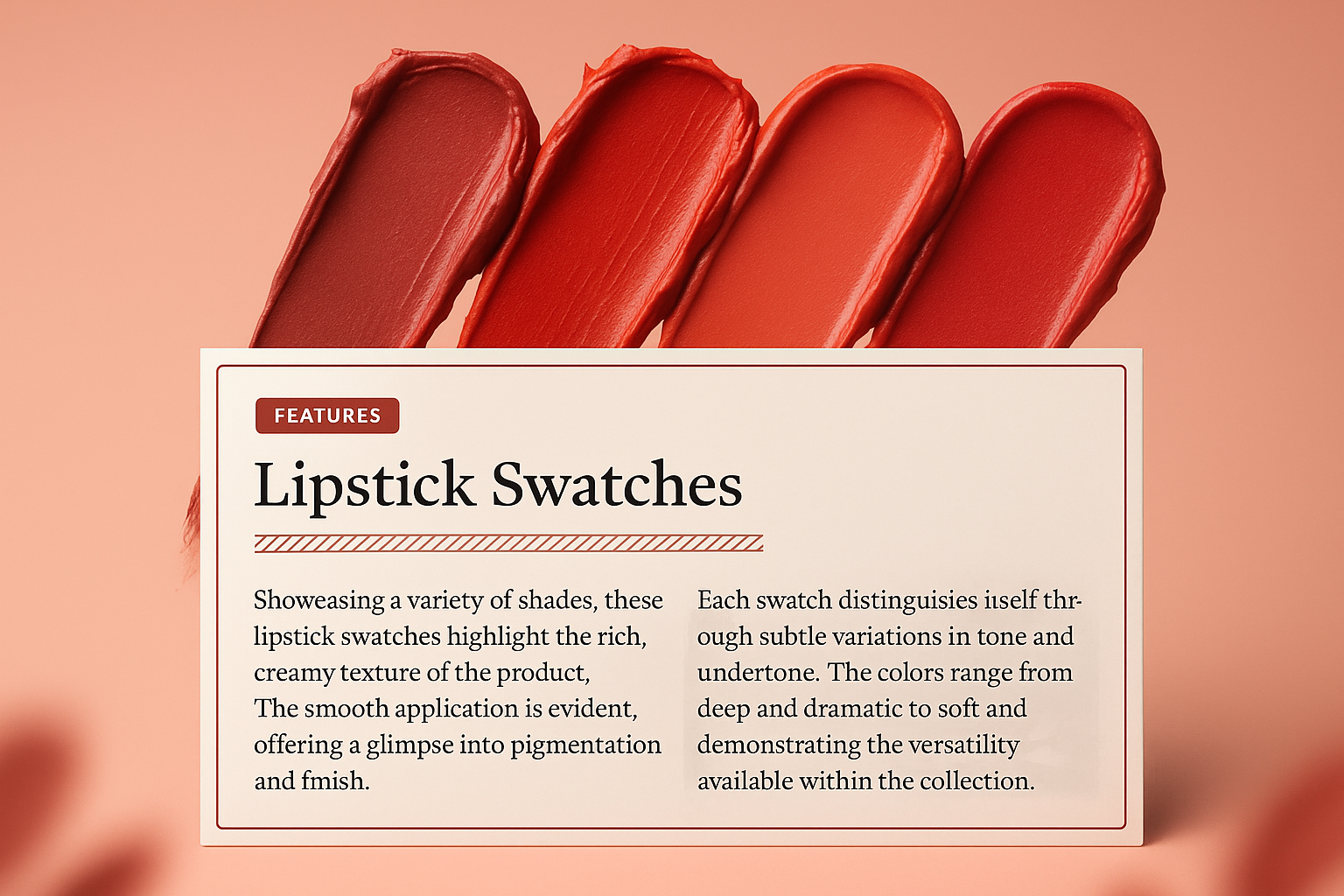 Vibrant Lipstick Swatches with Features Overview